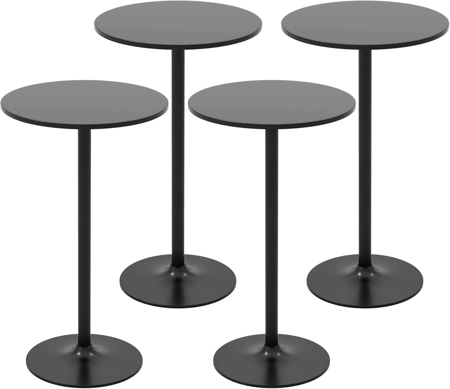 COSTWAY Round Bistro Table Se of 2, Height Adjustable Bar Height Cocktail Table, High Top Pub Table Snack Table with Heavy-Duty Metal Base for Home Bar, Dining Room, Restaurant, White