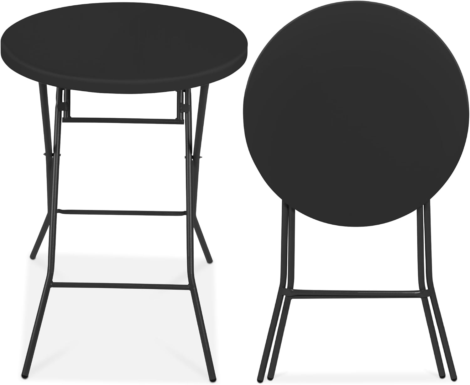 Best Choice Products 32in Bar Height Folding Table, Round Indoor Outdoor Accessory for Patio, Backyard, Dining Room, Events w/Thick Table Top, Metal Frame, Locking Legs, 330lb Weight Capacity - White