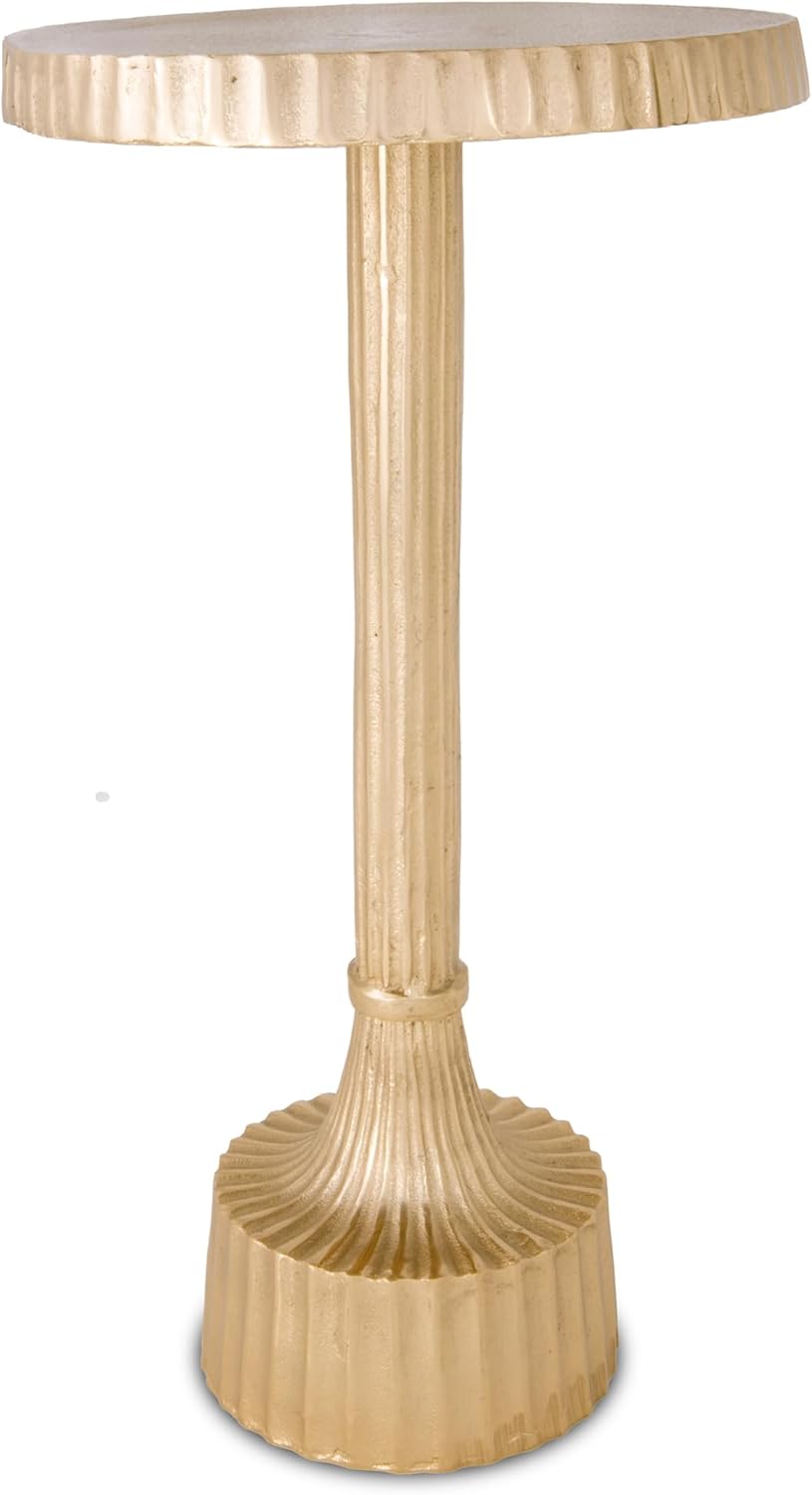 OBJET D'ART Medium Round Metal Side Table, Larissa, 21.5" Height, Vintage Metal Accent, Side, Pedestal, Coctail and Drink Tables for Living Room and Small Spaces