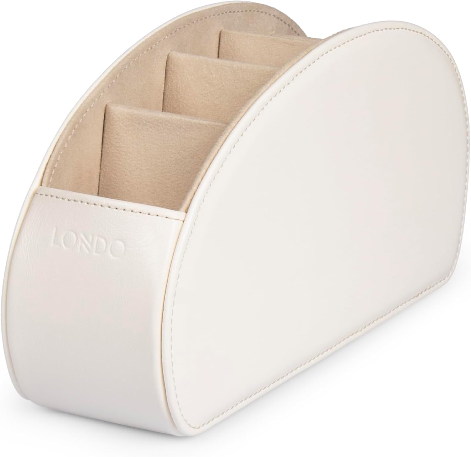 Londo Remote Control Holder with 5 Pockets - Store DVD, Blu-Ray, TV, Roku or Apple TV Remotes - PU Leather with Suede Lining - Slim, Compact Living or Bedroom Storage