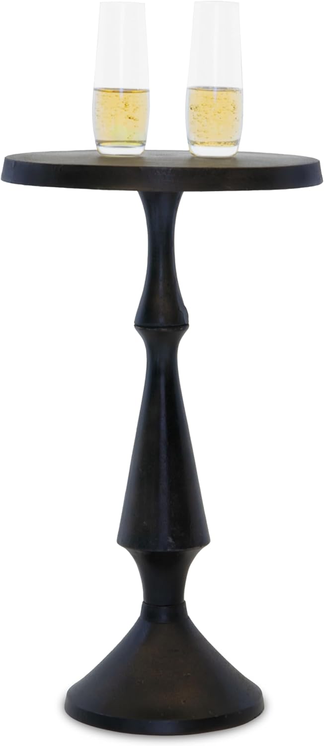 OBJET D'ART Medium Round Metal Side Table, Larissa, 21.5" Height, Vintage Metal Accent, Side, Pedestal, Coctail and Drink Tables for Living Room and Small Spaces