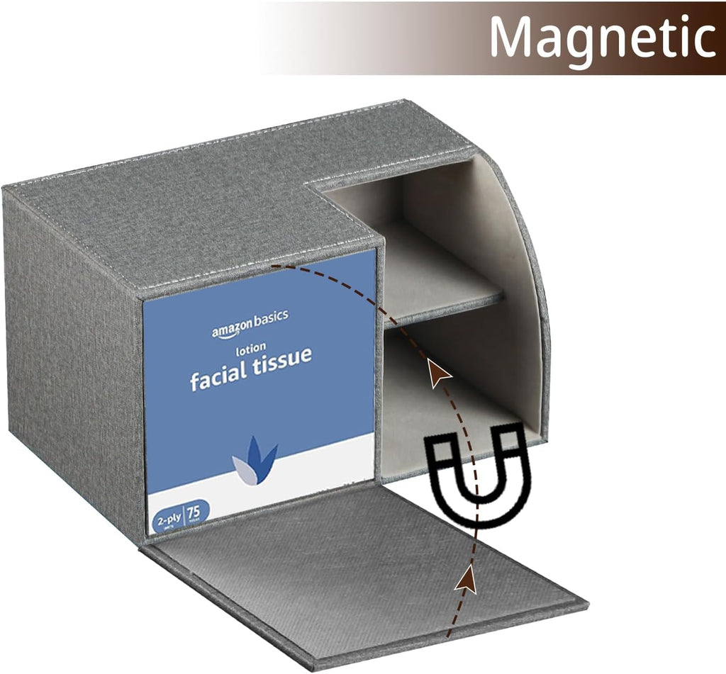 Square Multi-Functional Tissue Box Cover with Storage and Remote Control Holder - Cube Tissue Box Organizer for Bathroom, Nightstand, End Table