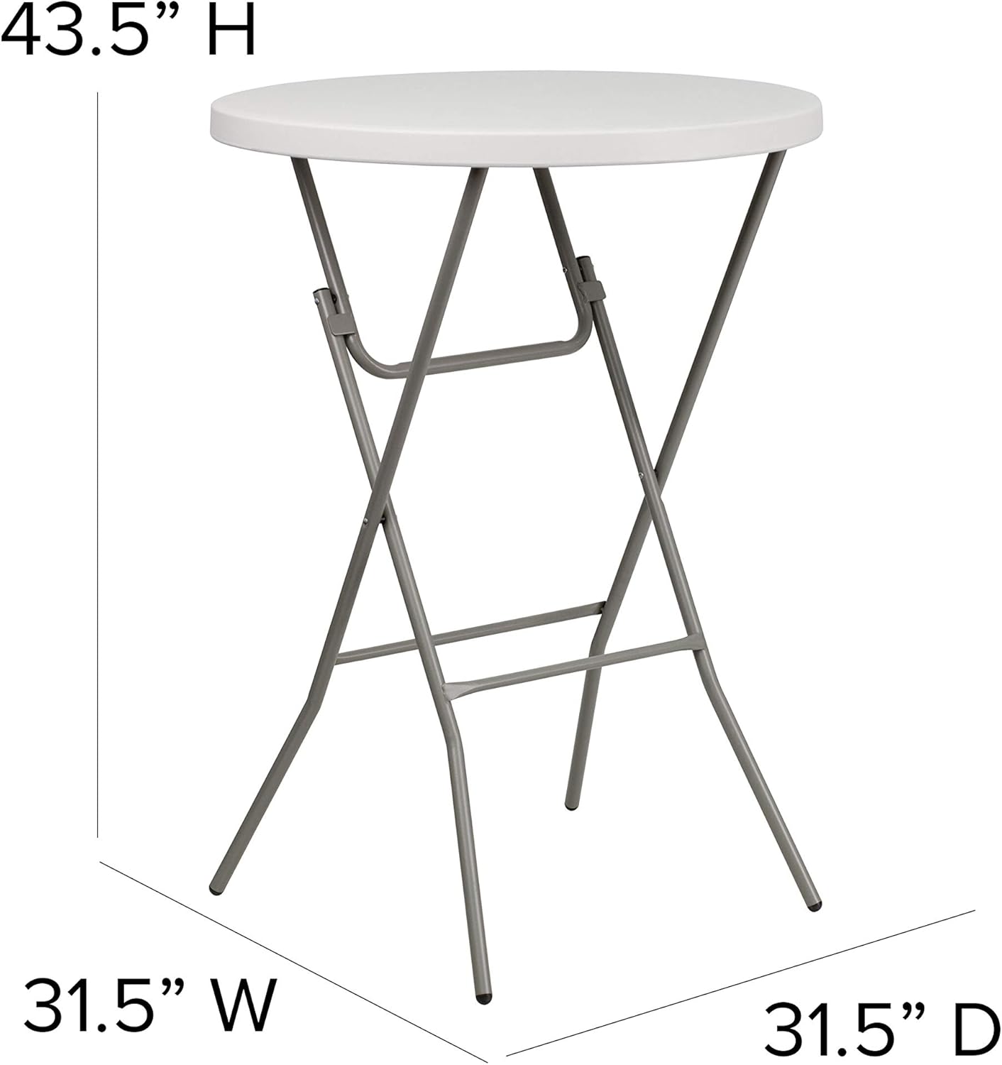 Flash Furniture Kathryn 31.5" Round All-Occasion Folding Bar Height Table for Parties and Commercial Events, Plastic Bar Height Folding Table, White
