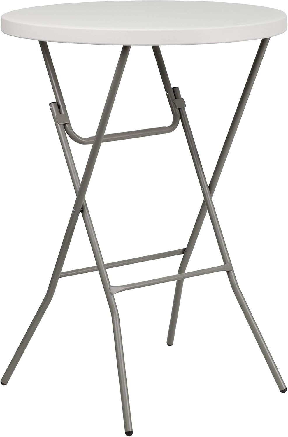 Flash Furniture Kathryn 31.5" Round All-Occasion Folding Bar Height Table for Parties and Commercial Events, Plastic Bar Height Folding Table, White