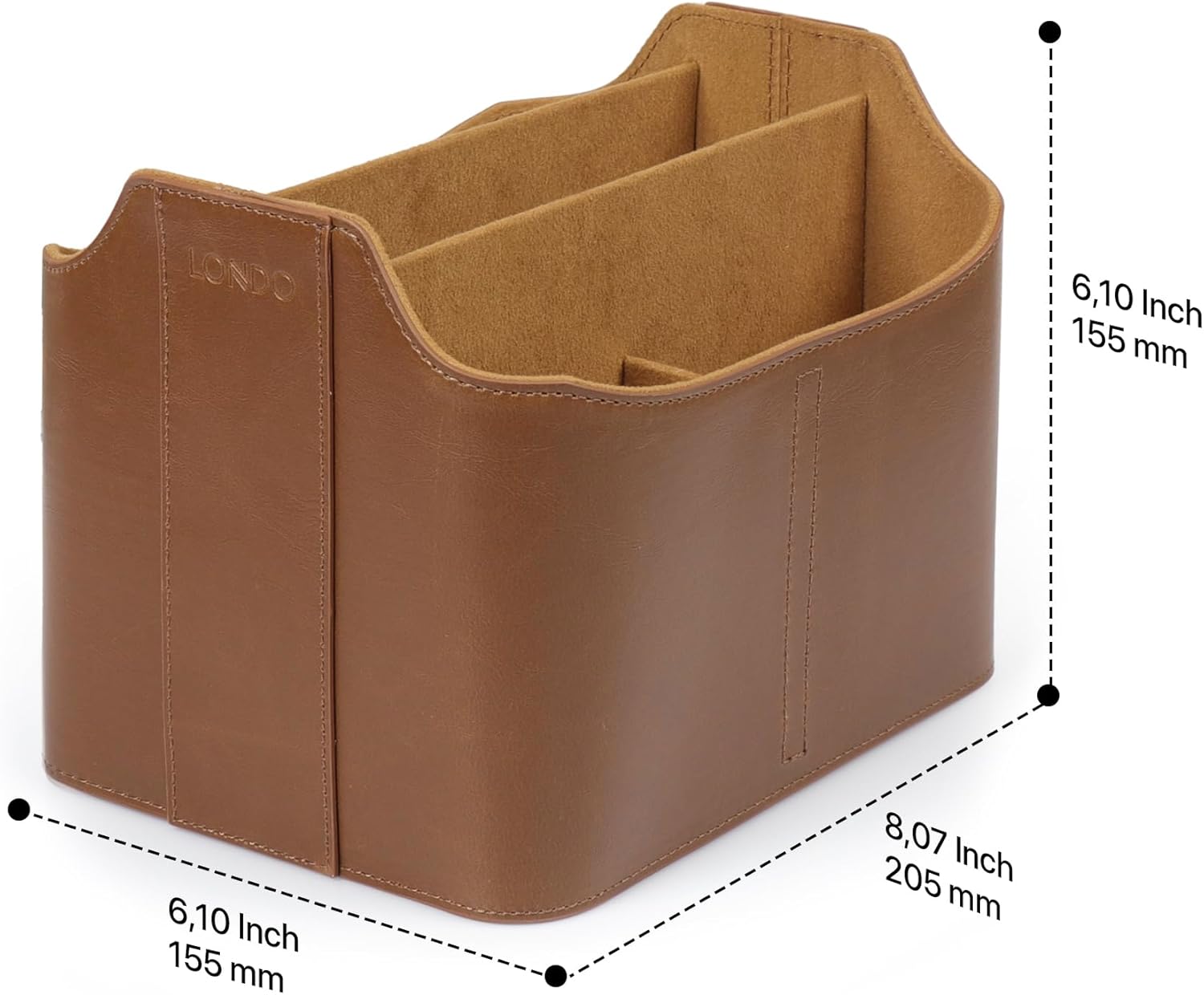 Londo PU Leather Remote Control Holder, Office Supplies Desk Organizer with Tablet Slot, Makeup Brush and Utensils Cube, Large Capacity Desk Caddy With 5 Compartments