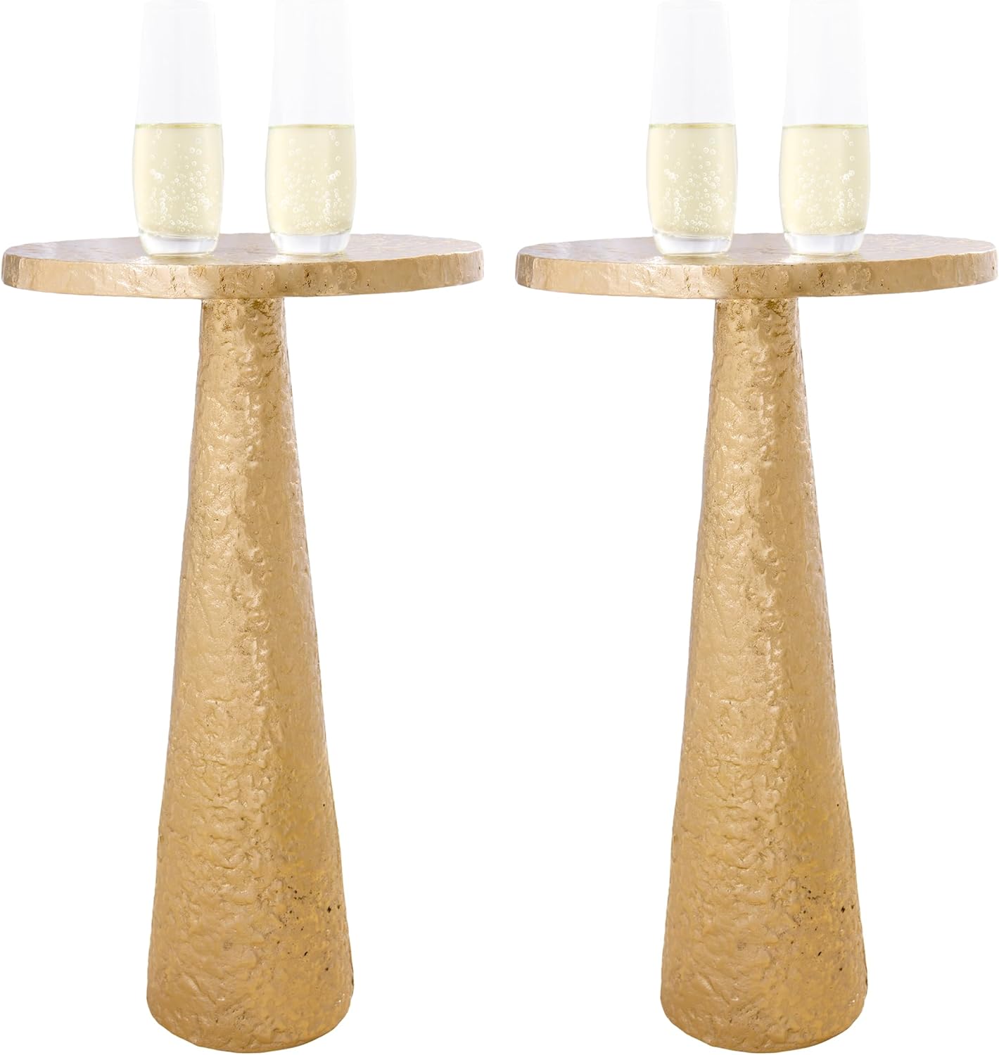 OBJET D'ART Medium Round Metal Side Table, Larissa, 21.5" Height, Vintage Metal Accent, Side, Pedestal, Coctail and Drink Tables for Living Room and Small Spaces