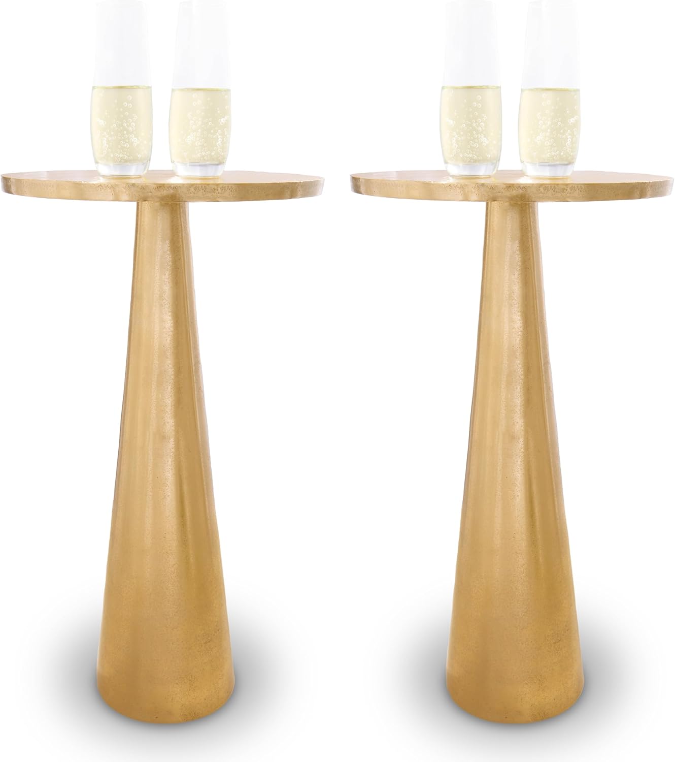 OBJET D'ART Medium Round Metal Side Table, Larissa, 21.5" Height, Vintage Metal Accent, Side, Pedestal, Coctail and Drink Tables for Living Room and Small Spaces