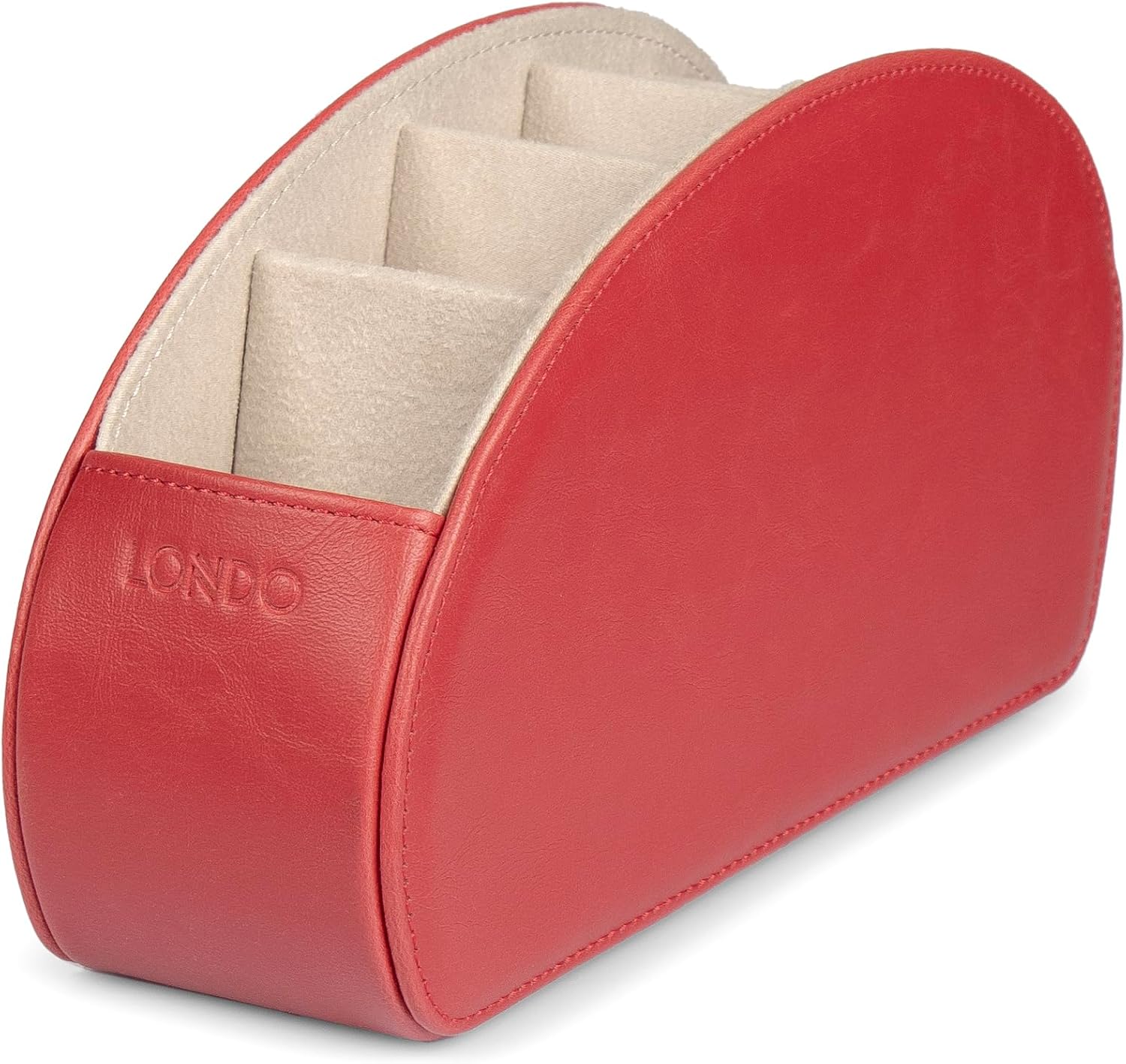 Londo Remote Control Holder with 5 Pockets - Store DVD, Blu-Ray, TV, Roku or Apple TV Remotes - PU Leather with Suede Lining - Slim, Compact Living or Bedroom Storage