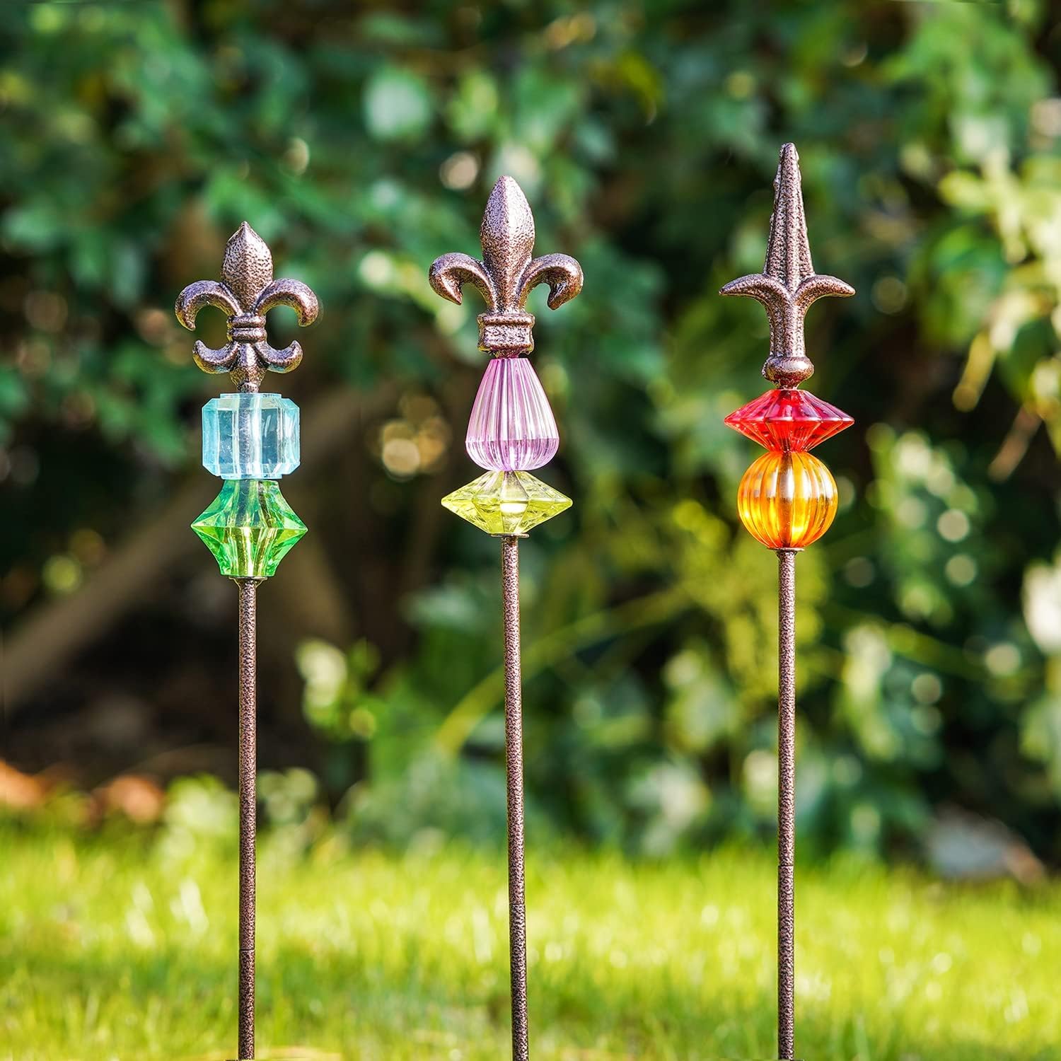 Garden Stake Outdoor Metal Garden Stake Plant Pick Cute Metal Stick Art Ornament Decor for Lawn Yard Patio,3PCS, 25" H Magic Wand