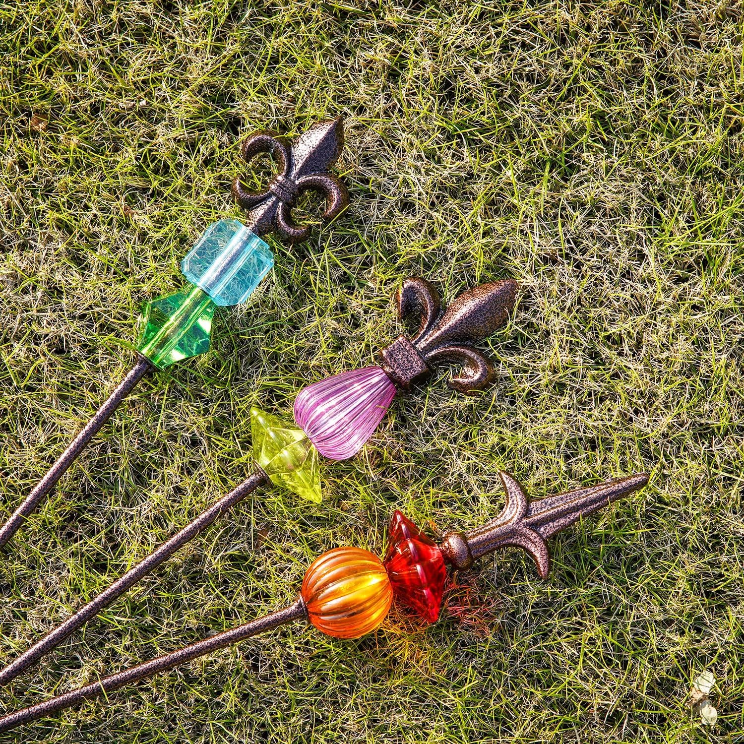 Garden Stake Outdoor Metal Garden Stake Plant Pick Cute Metal Stick Art Ornament Decor for Lawn Yard Patio,3PCS, 25" H Magic Wand