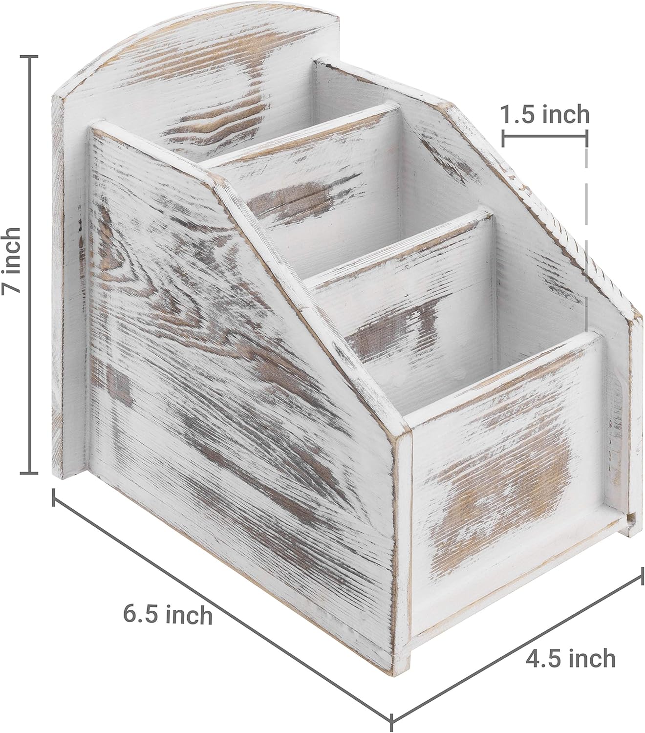 MyGift Remote Control Holder,TV Remote Holder,Whitewashed Wood Remote Caddy for Table,Remote Control Organizer Caddy with 3 Compartments, TV Remote Media Remote Storage Box for Living Room